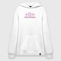 Толстовка-худи оверсайз Волейбольный пульс, цвет: белый