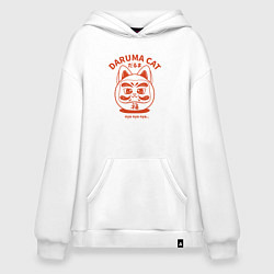 Толстовка-худи оверсайз Daruma cat, цвет: белый