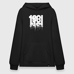 Толстовка-худи оверсайз 1984 белые капли, цвет: черный