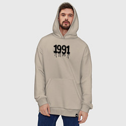 Толстовка-худи оверсайз Черной краской 1991, цвет: миндальный — фото 2