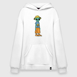 Толстовка-худи оверсайз Инопланетянин в шляпе, цвет: белый