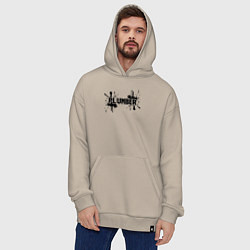 Толстовка-худи оверсайз Сантехник в чероной краске, цвет: миндальный — фото 2