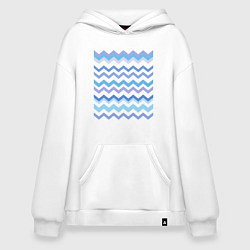 Толстовка-худи оверсайз Волны - зигзаги узор, цвет: белый