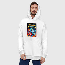 Толстовка-худи оверсайз Вокались Фрай и гитарист Бендер - рок группа Футур, цвет: белый — фото 2