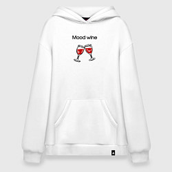 Толстовка-худи оверсайз Mood wine с бокалами красного вина, цвет: белый