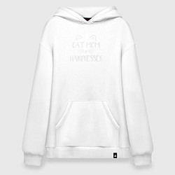 Толстовка-худи оверсайз Кошка-мама парикмахер грумер, цвет: белый