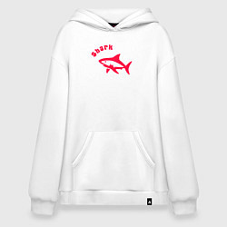 Толстовка-худи оверсайз Акула-красный силуэт, цвет: белый