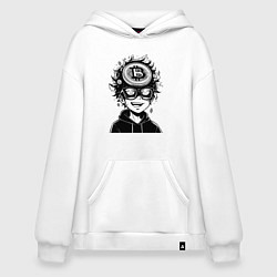 Толстовка-худи оверсайз Аниме биткоин, цвет: белый