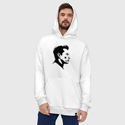 Толстовка-худи оверсайз Илон Маск в профиль, цвет: белый — фото 2