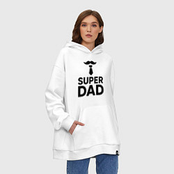 Толстовка-худи оверсайз Superdad, цвет: белый — фото 2