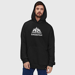 Толстовка-худи оверсайз Дагестанские горы с узорами, цвет: черный — фото 2
