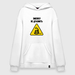 Толстовка-худи оверсайз Змеюку не дразнить, цвет: белый
