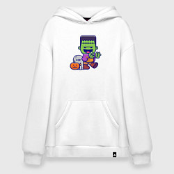 Толстовка-худи оверсайз Милый Франкенштейн, цвет: белый
