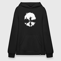 Толстовка-худи оверсайз Тень человека в Англии, цвет: черный