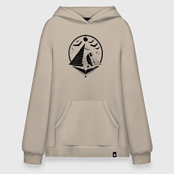 Толстовка-худи оверсайз Сфинкс в пирамиде, цвет: миндальный