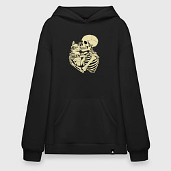 Худи оверсайз Скелет и котёнок