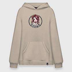 Худи оверсайз Русская девушка с тату и узоры