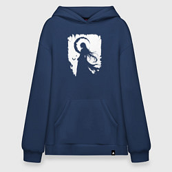 Толстовка-худи оверсайз Девушка гот аниме, цвет: тёмно-синий