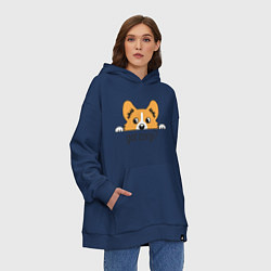 Толстовка-худи оверсайз Got Corgi, цвет: тёмно-синий — фото 2