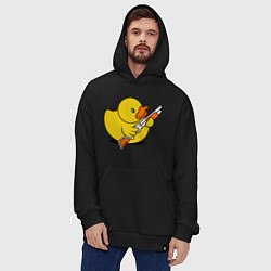 Толстовка-худи оверсайз Утенок с ружъем, цвет: черный — фото 2