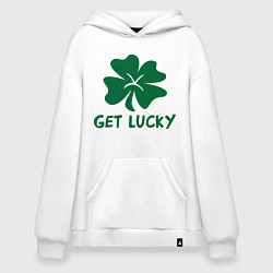 Толстовка-худи оверсайз Get lucky, цвет: белый