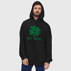 Толстовка-худи оверсайз Get lucky, цвет: черный — фото 2
