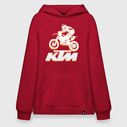 Толстовка-худи оверсайз KTM белый, цвет: красный