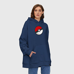 Толстовка-худи оверсайз Pokeball, цвет: тёмно-синий — фото 2