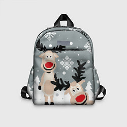 Детский рюкзак Вязанный узор с оленями, цвет: 3D-принт