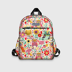 Детский рюкзак Красочные совы и цветы, цвет: 3D-принт