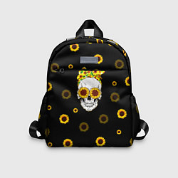 Детский рюкзак Череп и подсолнухи, цвет: 3D-принт