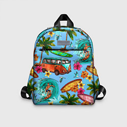 Детский рюкзак Пальмы, волны, серфинг, цвет: 3D-принт