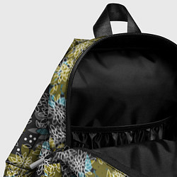 Детский рюкзак Черно оливковый цветочный, цвет: 3D-принт — фото 2
