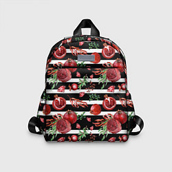 Детский рюкзак Гранаты и рубины на фоне полос, цвет: 3D-принт