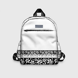 Детский рюкзак Черно-белый цветочный принт, цвет: 3D-принт