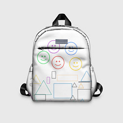Детский рюкзак Композиция из смайликов квадратов и треугольников, цвет: 3D-принт