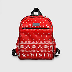 Детский рюкзак Красный узор с оленями