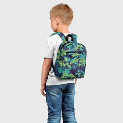 Детский рюкзак Зеленые соты в мозаике, цвет: 3D-принт — фото 2