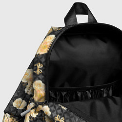 Детский рюкзак Желтые цветы на черном фоне, цвет: 3D-принт — фото 2