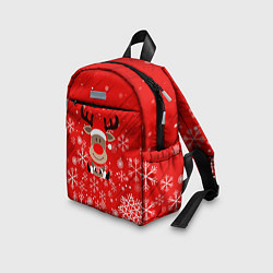 Детский рюкзак Снежинки летящие и Олень с подарком, цвет: 3D-принт — фото 2