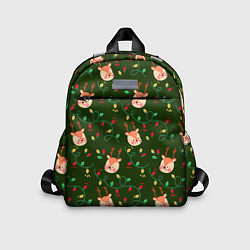 Детский рюкзак НОВОГОДНИЙ ОЛЕНЬ GREEN, цвет: 3D-принт