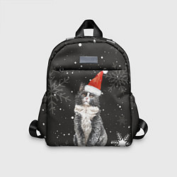 Детский рюкзак Новогодний Черный кот в кружке, цвет: 3D-принт