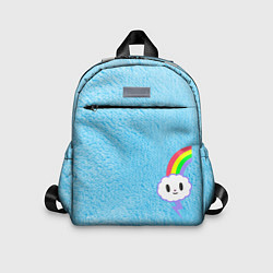 Детский рюкзак Облачко на голубом мехе с радугой парная, цвет: 3D-принт