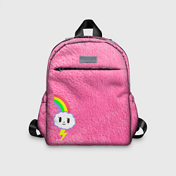 Детский рюкзак Облачко на розовом мехе с радугой парная, цвет: 3D-принт