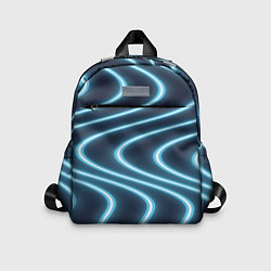Детский рюкзак Неоновый свет Волны голубые на темном фоне