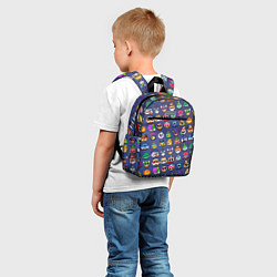 Детский рюкзак Значки на скины Бравл Старс Brawl Синий градиент П, цвет: 3D-принт — фото 2