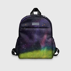 Детский рюкзак Горный пейзаж со звёздным небом и северным сиянием, цвет: 3D-принт