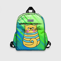 Детский рюкзак Желтый кот в зеленую полоску, цвет: 3D-принт