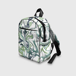 Детский рюкзак Зеленый мрамор Абстрактный узор с прожилками и раз, цвет: 3D-принт — фото 2
