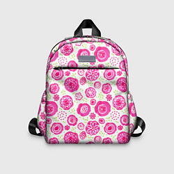 Детский рюкзак Яркие розовые цветы в дудл стиле, абстракция, цвет: 3D-принт